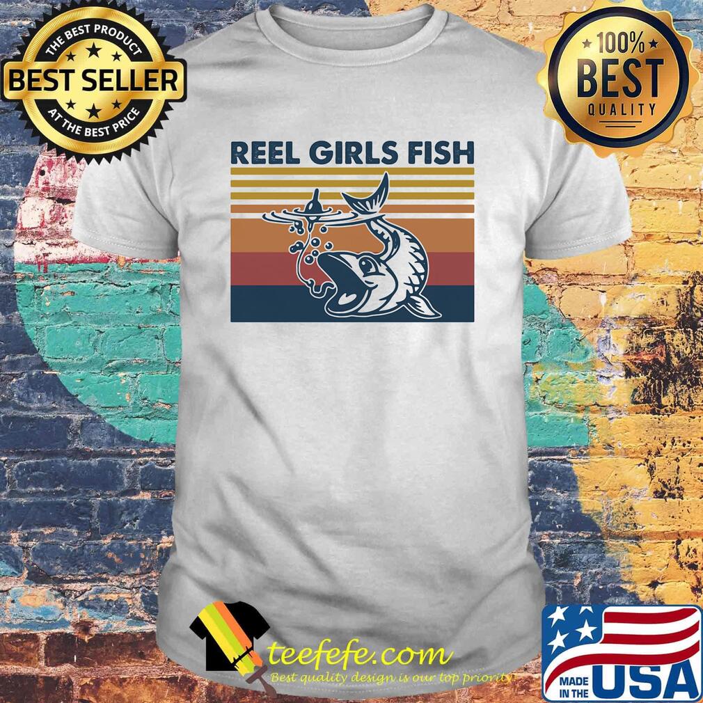 Fishing reel girls fish vintage retro shirt