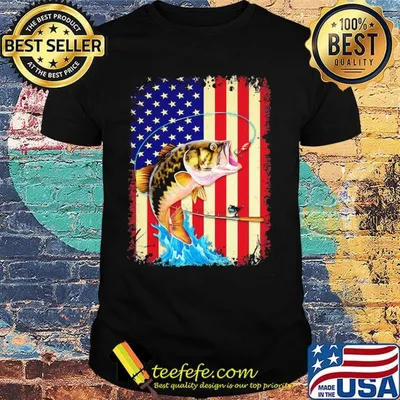 Fishing water american flag independence day shirt