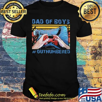 Gamer dad of boy outnumbered vintage retro shirt