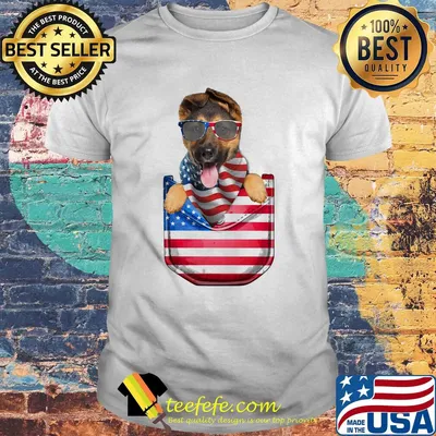 German shepherd pocket american flag independence day shirt