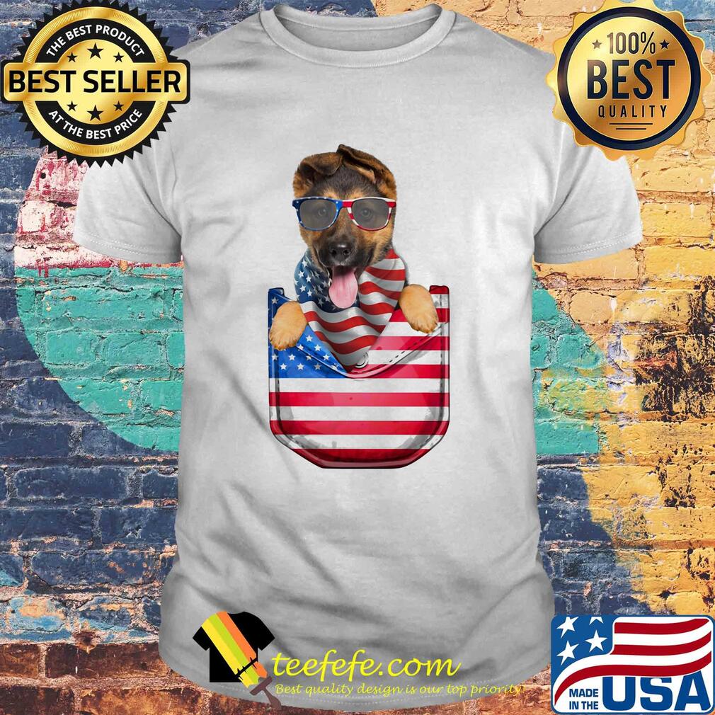 German shepherd pocket american flag independence day shirt