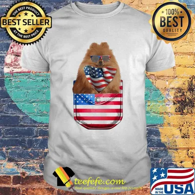 German spitz pocket american flag independence day shirt