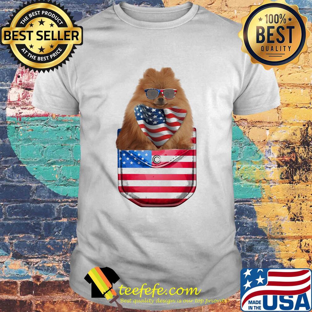 German spitz pocket american flag independence day shirt