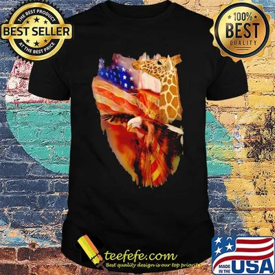 Giraffe American Wings Independence Day Shirt