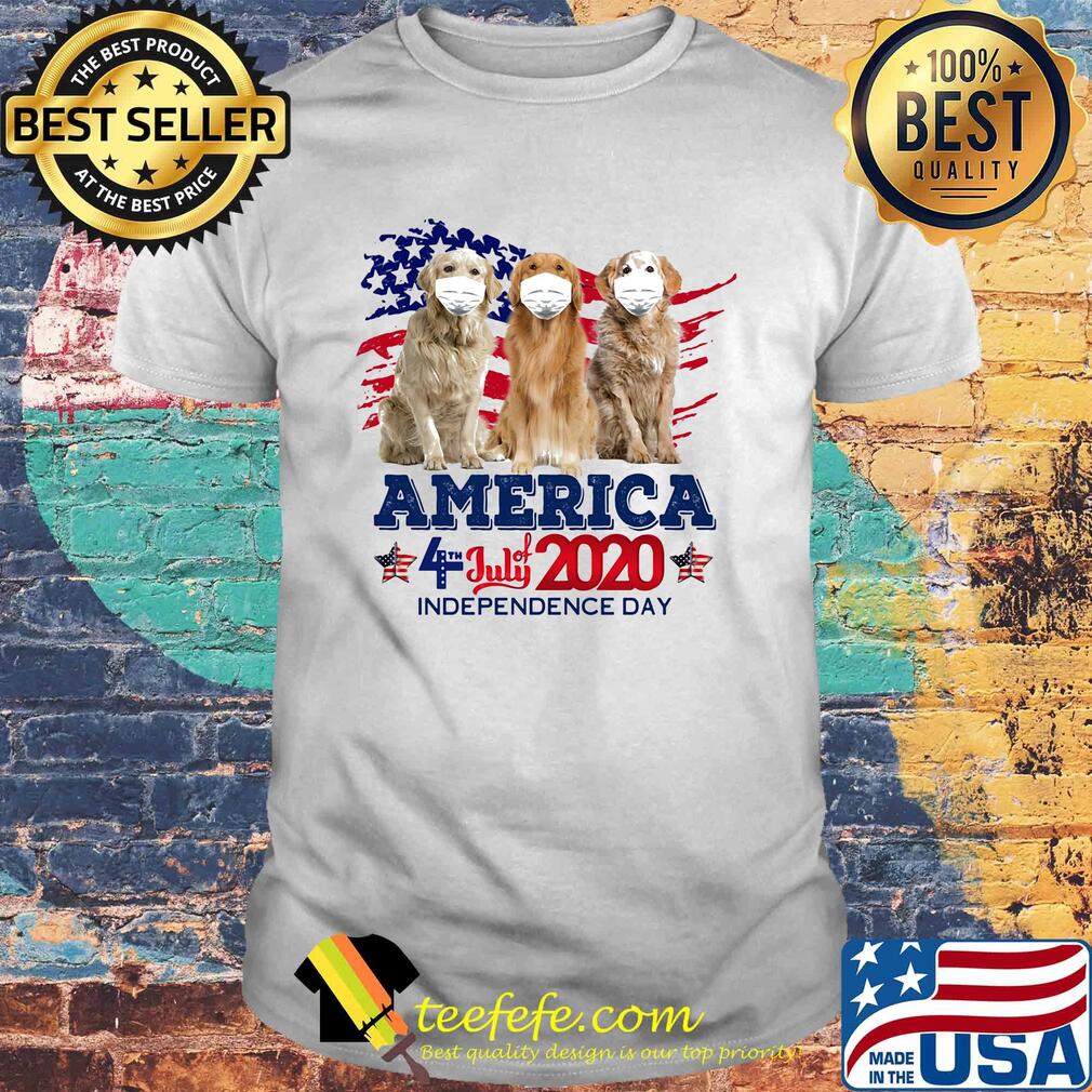 Golden retriever mask america 4 july of 2020 independence day shirt