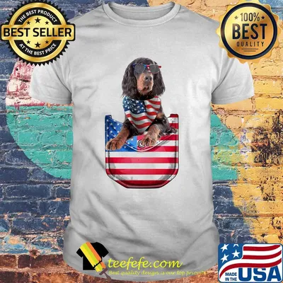 Gordon setter pocket american flag independence day shirt