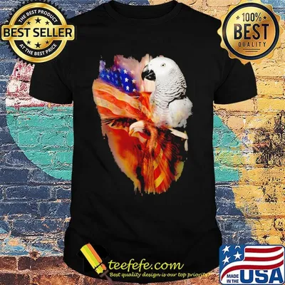 Grey Africa Parrot American Wings Independence Day Shirt