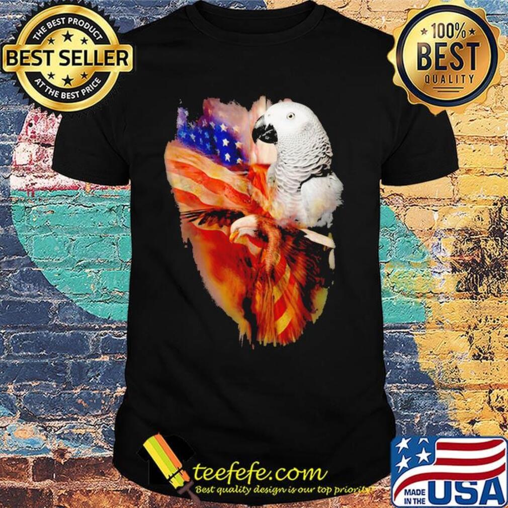 Grey Africa Parrot American Wings Independence Day Shirt