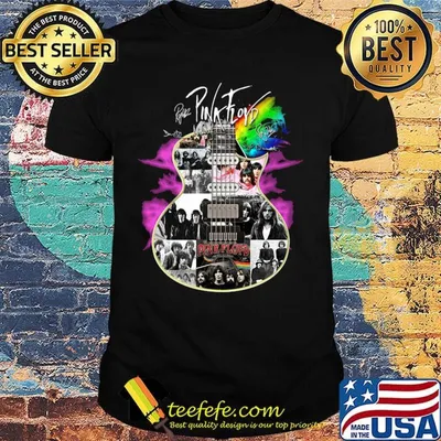 Guitar pink floyd band members signatures shirt