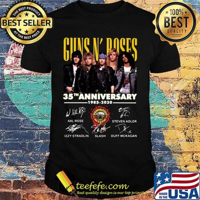 Guns n' roses 35th anniversary 1985 2020 signatures logo shirt