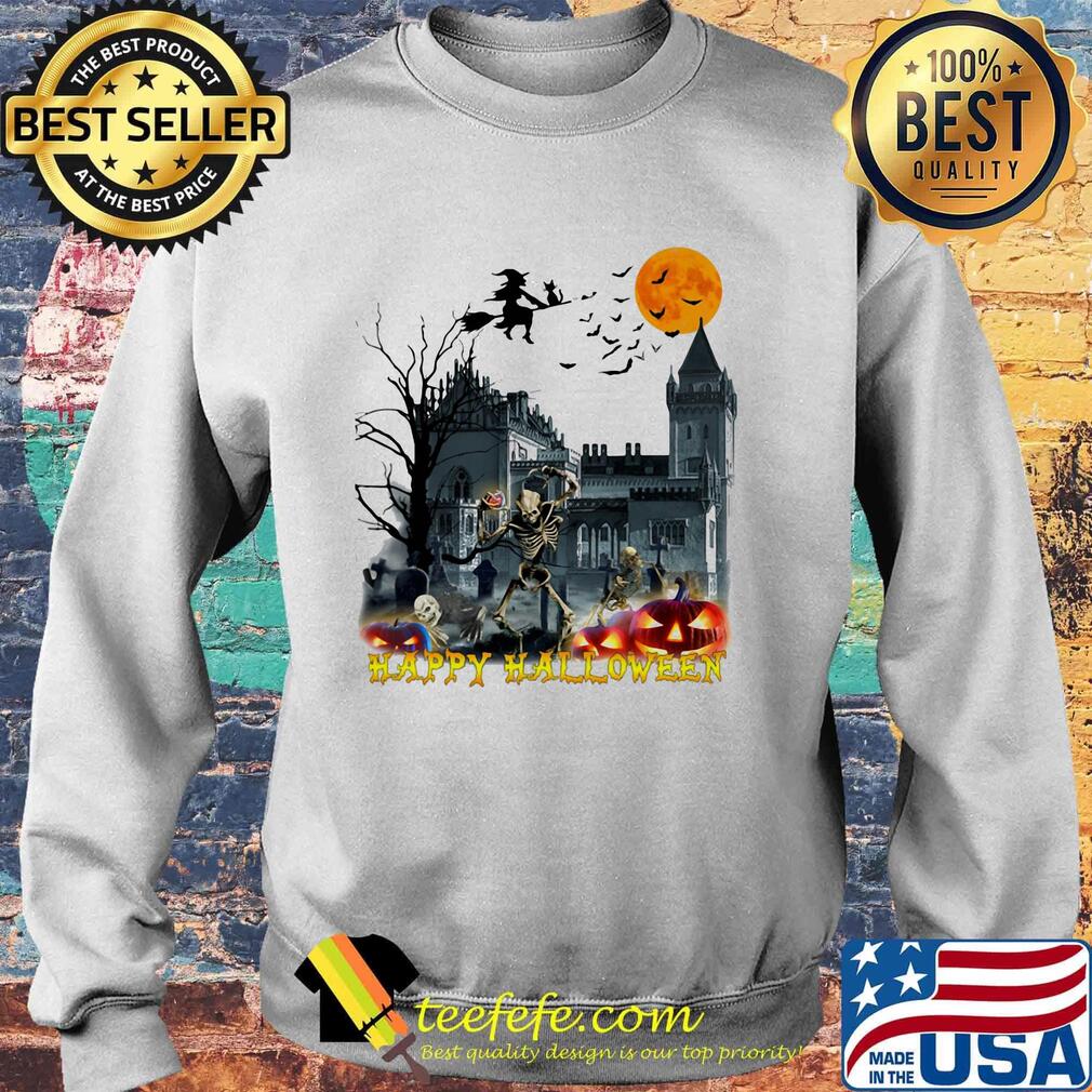 Happy Halloween skeleton witch trick moon ghost house s Sweater Happy Halloween skeleton witch trick moon ghost house s Sweater