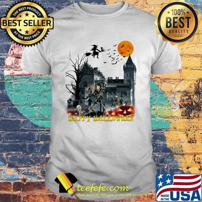 Happy Halloween skeleton witch trick moon ghost house shirt