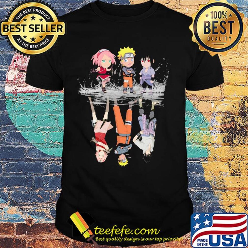 Haruno sakura uzumaki naruto and uchiha sasuke chibi water reflection shirt