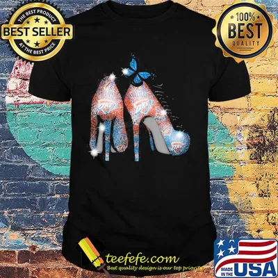 High heels butterfly oklahoma city thunder diamond shirt