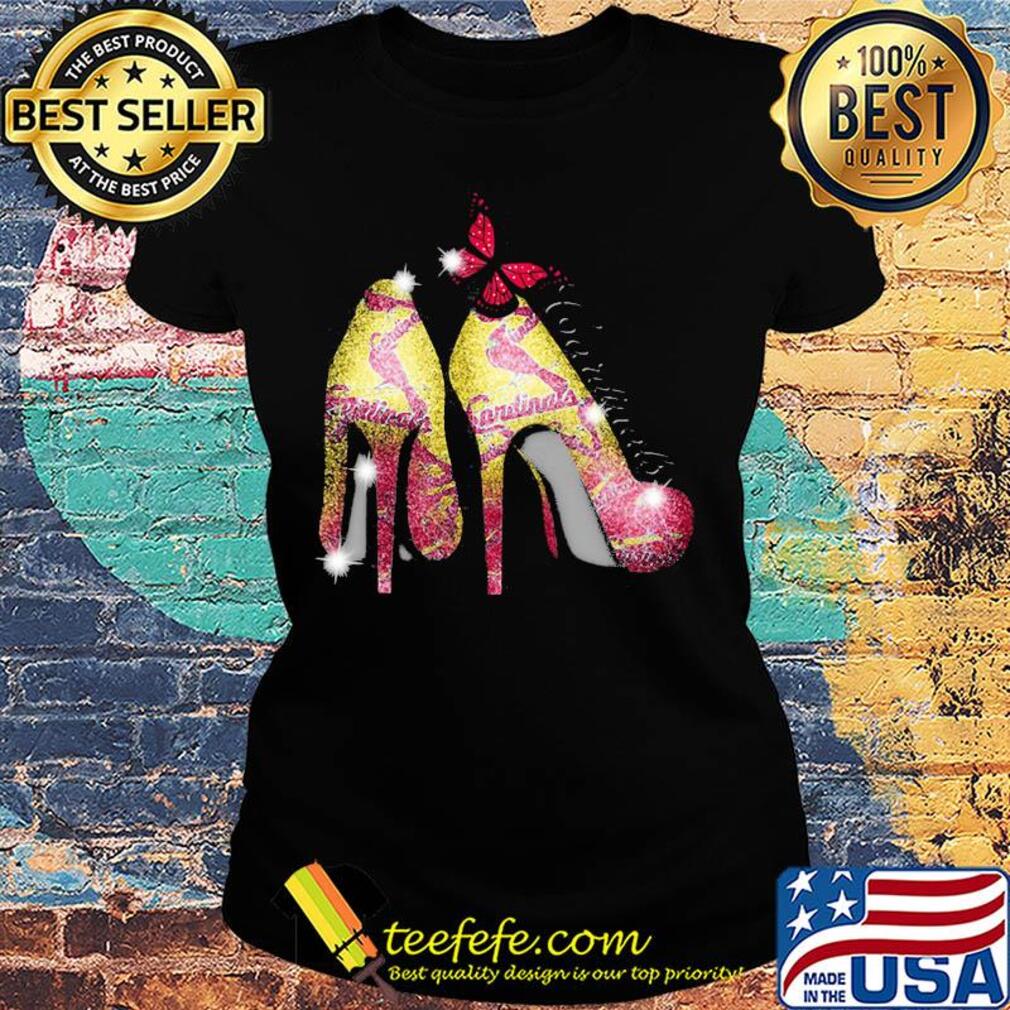 High heels butterfly st. louis cardinals diamond s Ladies tee High heels butterfly st. louis cardinals diamond s Ladies tee