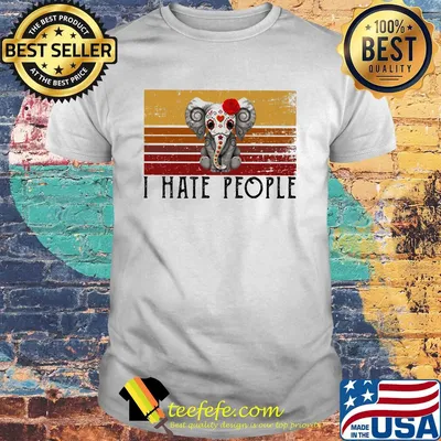 Hippie elephant I hate people vintage retro shirt