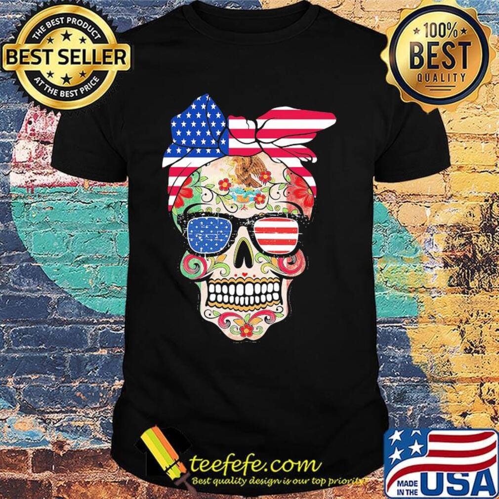 Hippie skull american flag independence day shirt