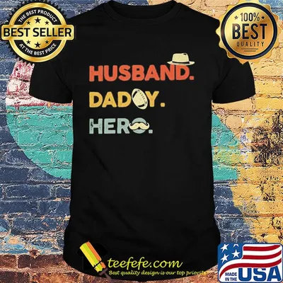 Husband daddy hero football beard happy father's day shirt