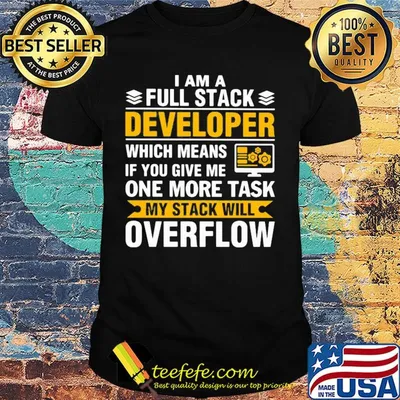I am a full stack developer which means if you give me one more task my stack will overflow shirt