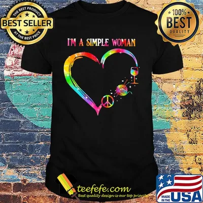 I'm a simple woman heart knitting wine shirt