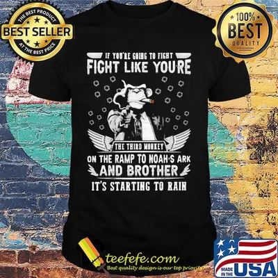 if you're going to fight fight like you're the third monkey on the ramp to noah's ark and brother it's starting to rain shirt