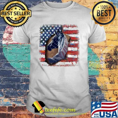 In horse cool American flag shirt