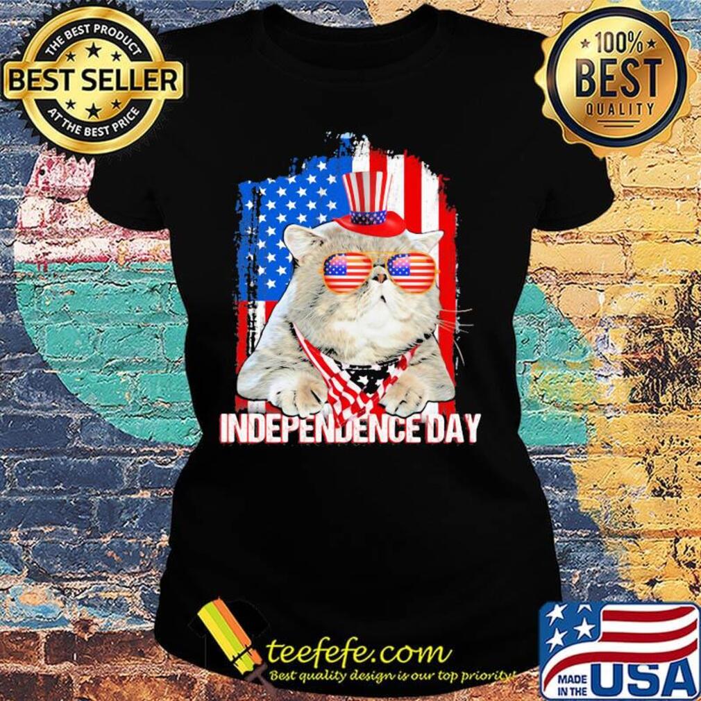 Independence day Cat american flag s Ladies tee Independence day Cat american flag s Ladies tee
