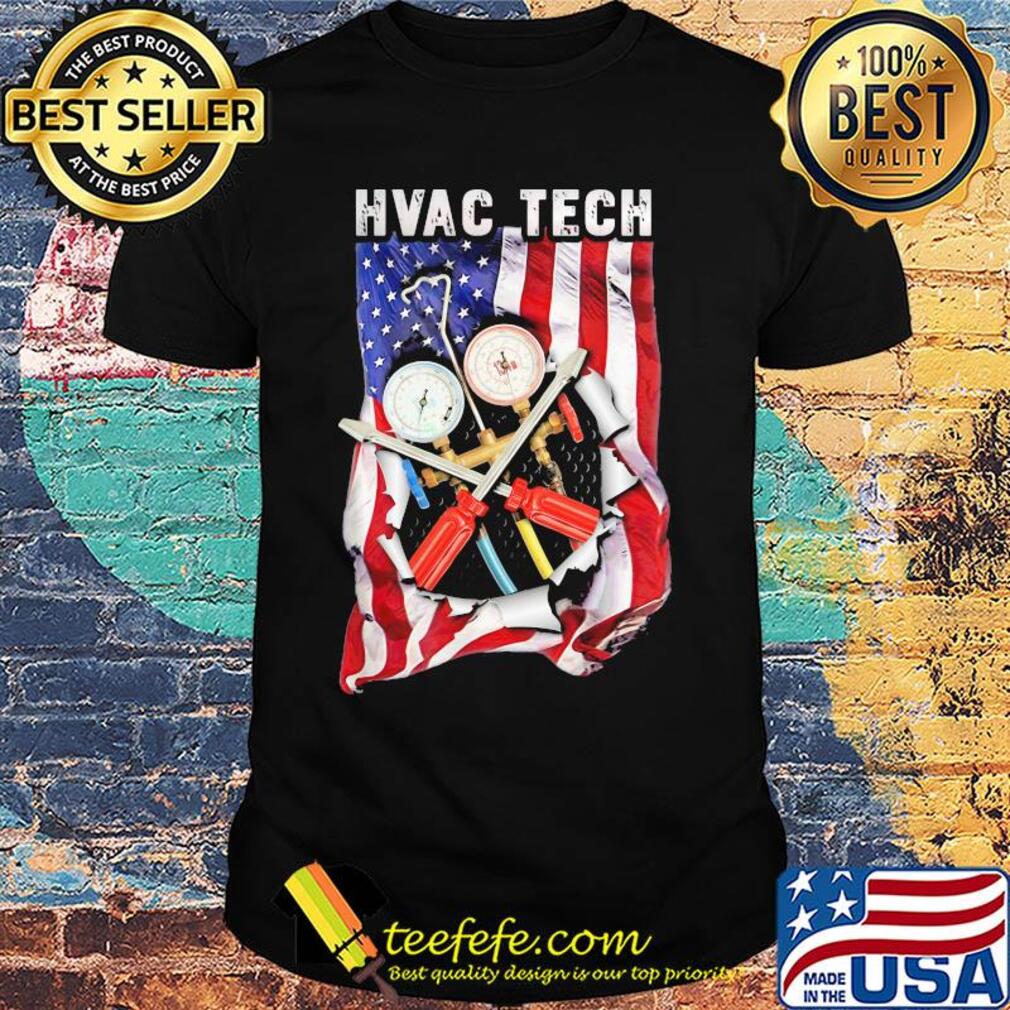 Independence Day flag american HVAC tech shirt