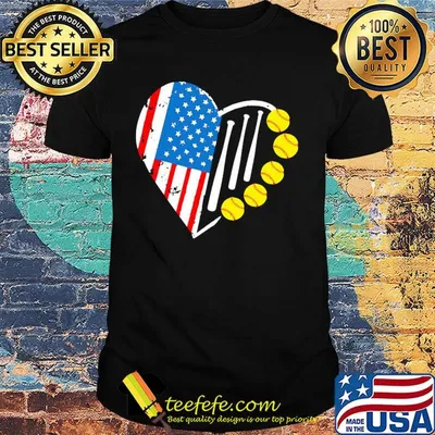 Independence Day Heart USA Flag Baseball shirt
