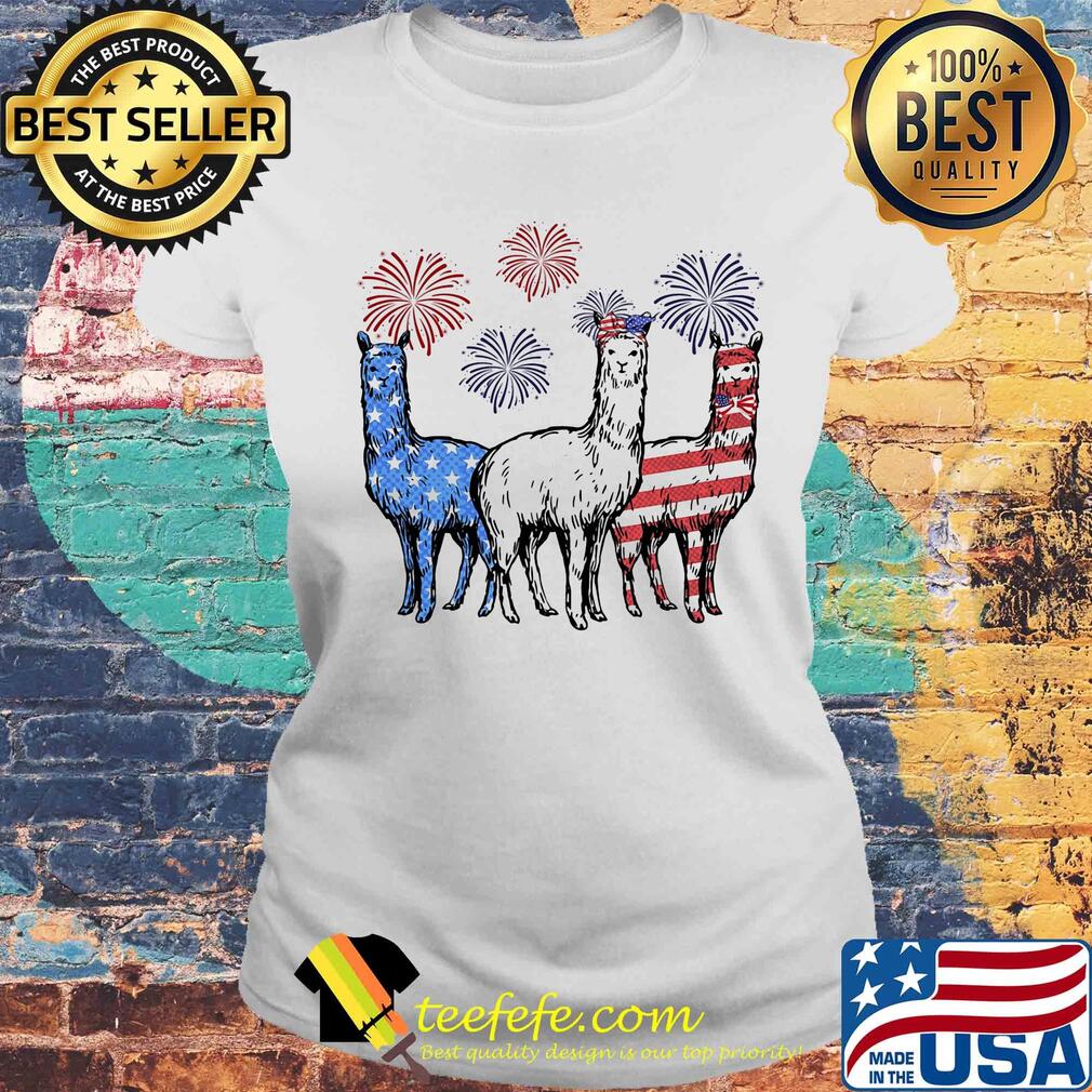 Independence Day Llamas Wear Bow Tie Firework Shirt Laides tee Independence Day Llamas Wear Bow Tie Firework Shirt Laides tee