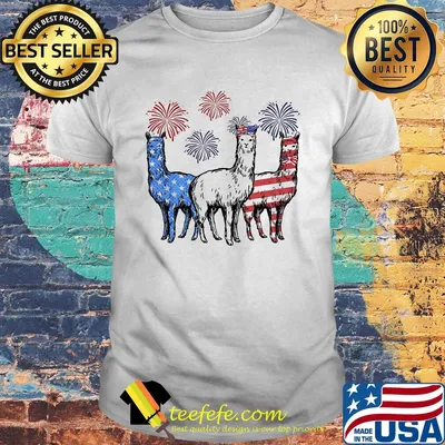 Independence Day Llamas Wear Bow Tie Firework Shirt