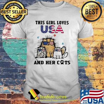 Independence day this girl loves USA and her cats paw shirt
