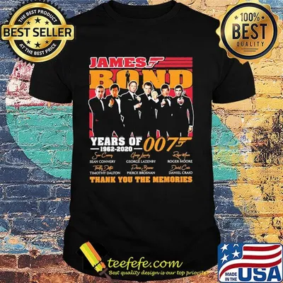 James bond movie years of 1962 2020 007 thank you for the memories signatures shirt