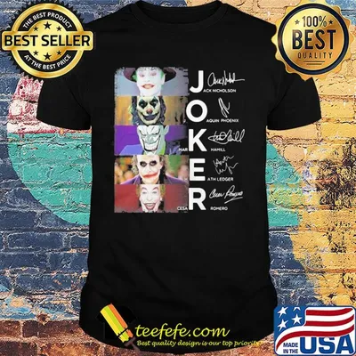 Joker jack nicholson joaquin phoenix mark hamill heath ledger cesar romero signatures shirt