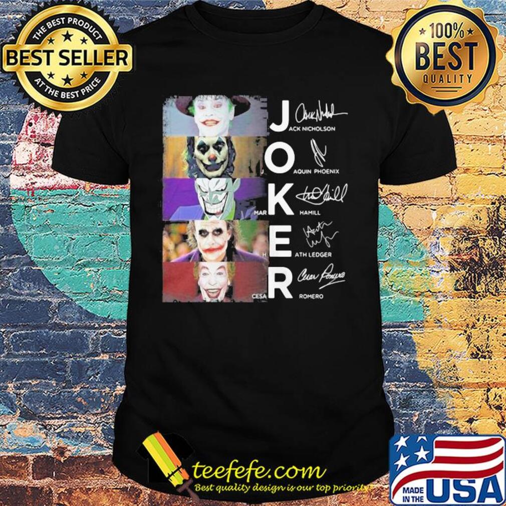 Joker jack nicholson joaquin phoenix mark hamill heath ledger cesar romero signatures shirt