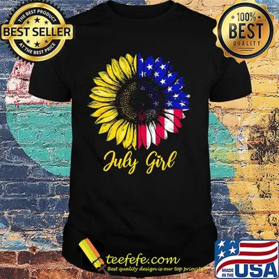 July girl sunflower aemrican flag independence day shirt