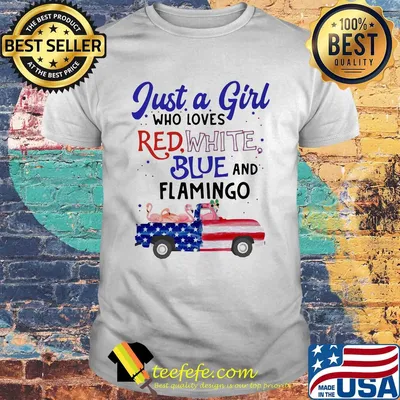 Just a girl who loves red white blue and flamingo american flag independence day shirt