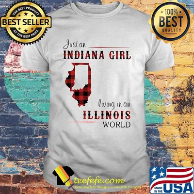 Just a indiana girl living in an illinois world map shirt