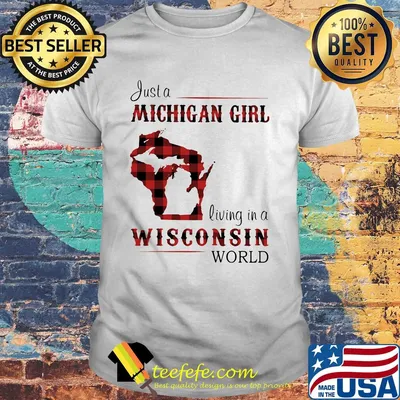 Just a michigan girl living in a wisconsin world map shirt