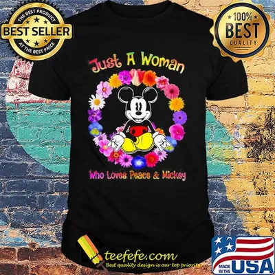 Just a woman who loves peace and mickey flowers shirt