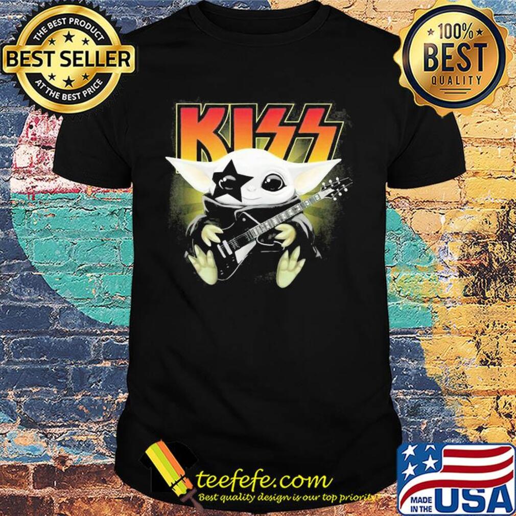 Kiss star wars baby yoda hug guitar shirt Kiss star wars baby yoda hug guitar shirt