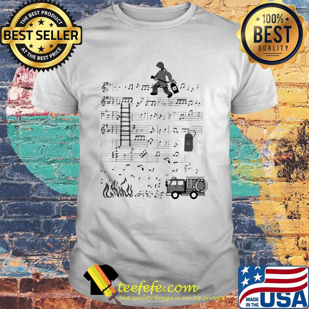 Ladder Fireman Fire Music Note Shirt