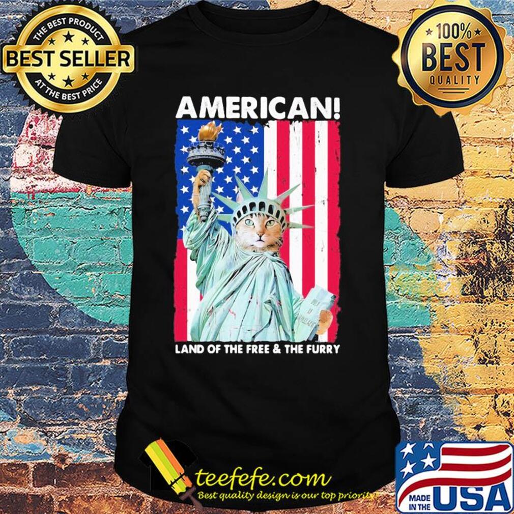Land of the free and the furry Cat American flag veteran Independence Day shirt