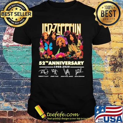 Led-zeppelin 52th anniversary 1968 2020 signatures flowers shirt