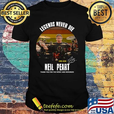 Legends never die 1952 2020 neil peart drumer thank you for the music and memories signature vintage retro shirt