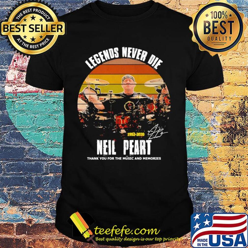 Legends never die 1952 2020 neil peart thank you for the music and memories signature vintage retro shirt