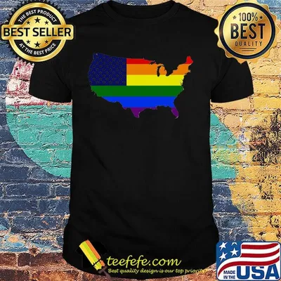 Lgbt american map rainbow flag shirt