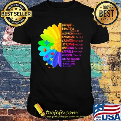 Lgbt flower autism awareness you are beautiful victorious enough created strong amazing capable chosen never alone shirt