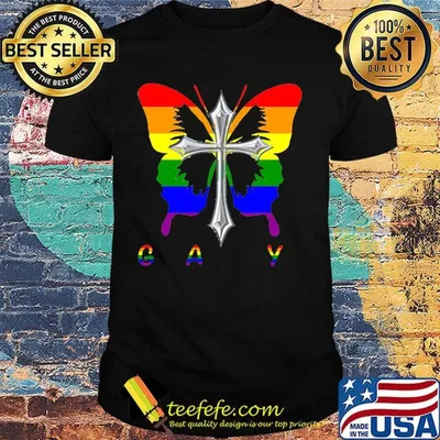 Lgbt gay butterfly cross shirt