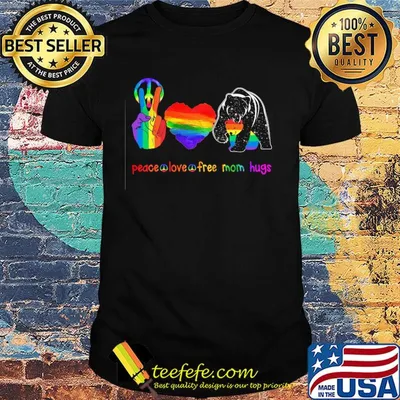 LGBT peace love free mom hugs bear shirt